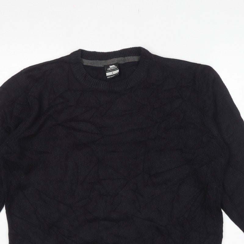 Trespass Men's Black L Crew Neck Acrylic Knit Pullover Jumper
