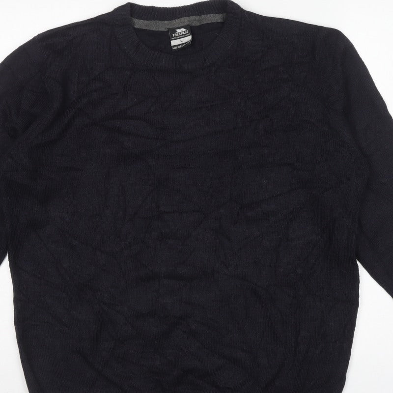 Trespass Men's Black L Crew Neck Acrylic Knit Pullover Jumper