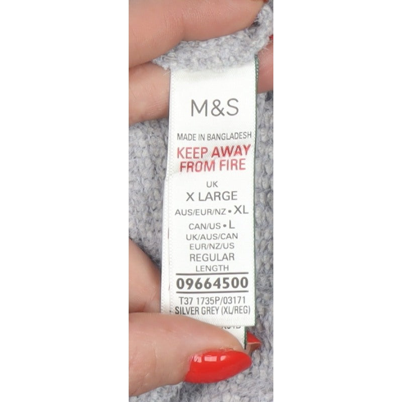 M&S Women Grey XL Regular Knit Jogger Sweatpants Elastic Waist