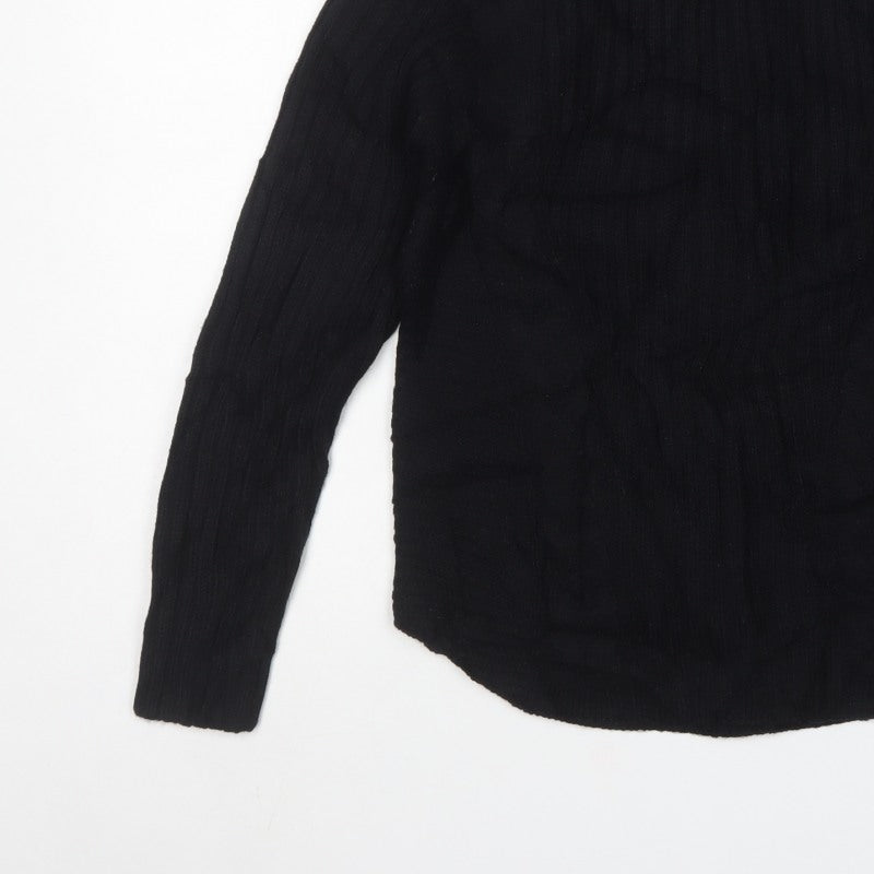 b.young Womens Black UK 10 Roll Neck Rib Knit Jumper
