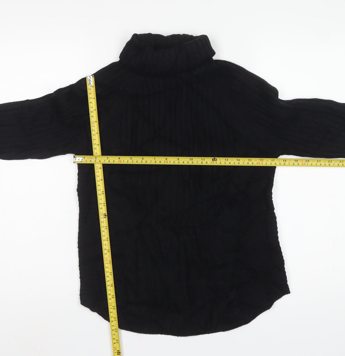 b.young Womens Black UK 10 Roll Neck Rib Knit Jumper
