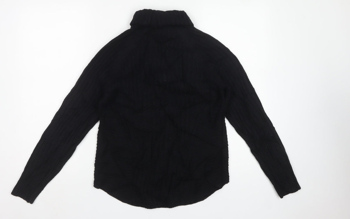 b.young Womens Black UK 10 Roll Neck Rib Knit Jumper