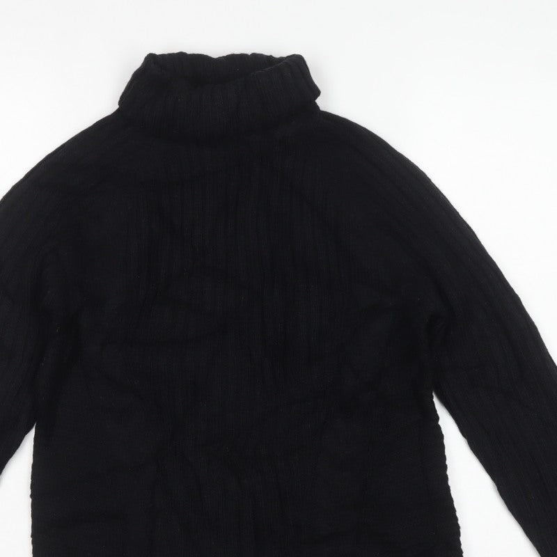 b.young Womens Black UK 10 Roll Neck Rib Knit Jumper
