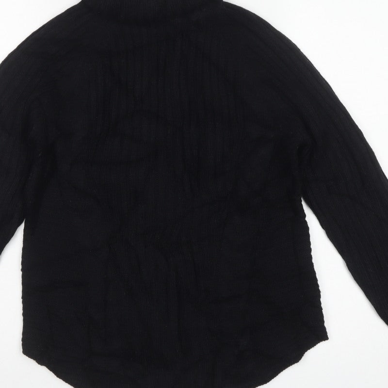 b.young Womens Black UK 10 Roll Neck Rib Knit Jumper