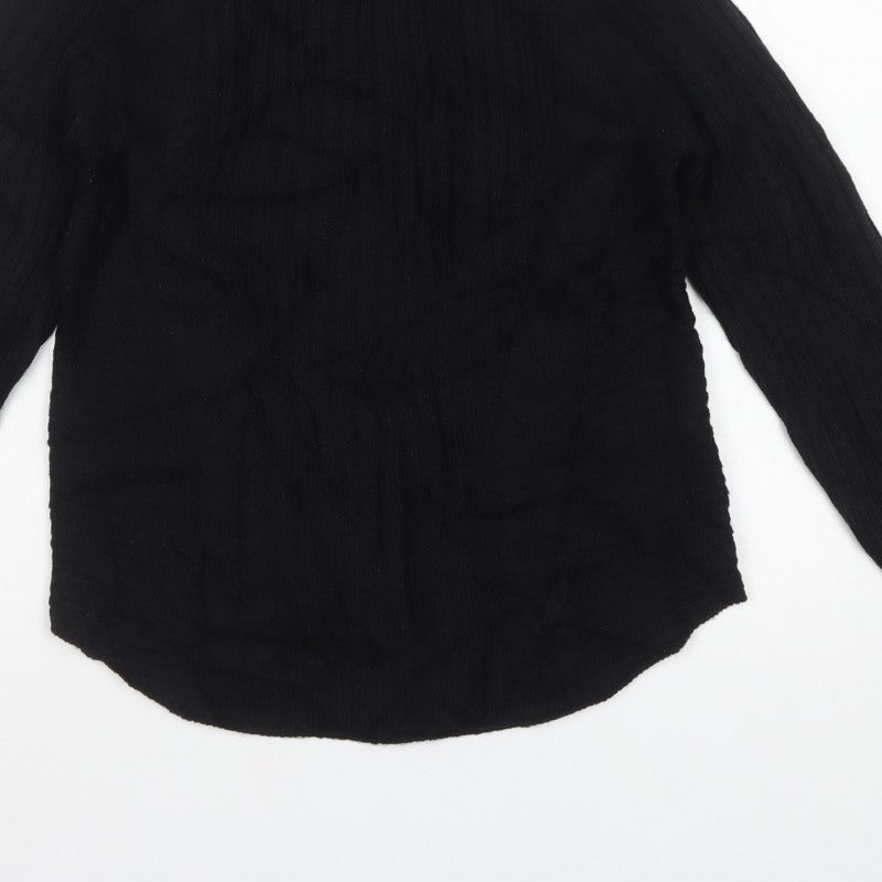 b.young Womens Black UK 10 Roll Neck Rib Knit Jumper