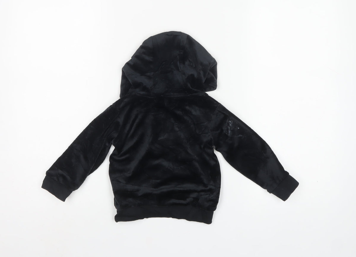 Juicy Couture Girls Black 18-24 Months Velour Hooded Pullover Jumper