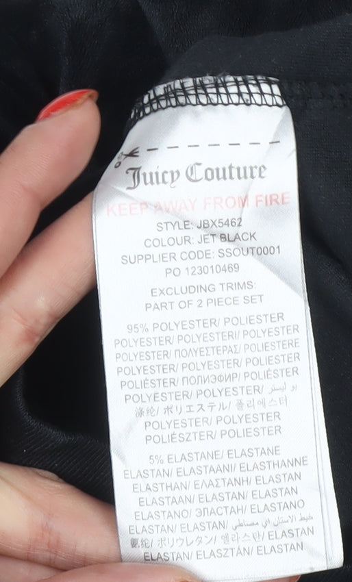 Juicy Couture Girls Black 18-24 Months Velour Hooded Pullover Jumper