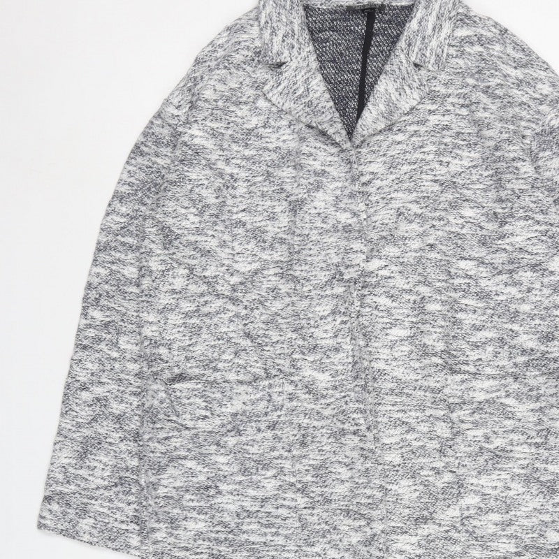 Topshop Women’s Grey Knit Coatigan UK 12 Long Open Collared Jacket