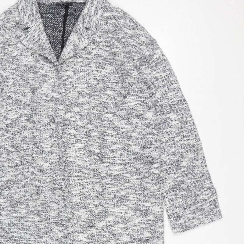 Topshop Women’s Grey Knit Coatigan UK 12 Long Open Collared Jacket