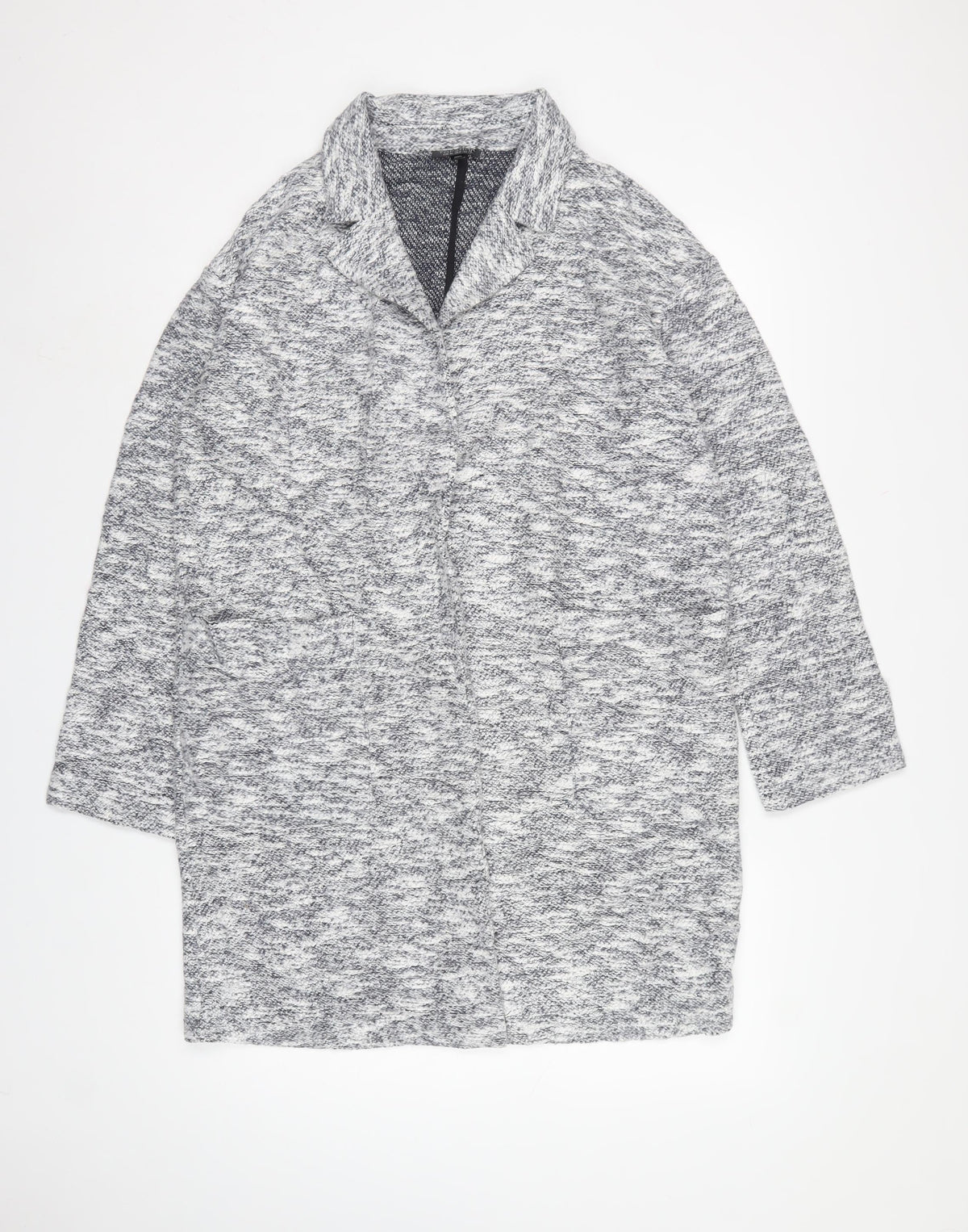Topshop Women’s Grey Knit Coatigan UK 12 Long Open Collared Jacket