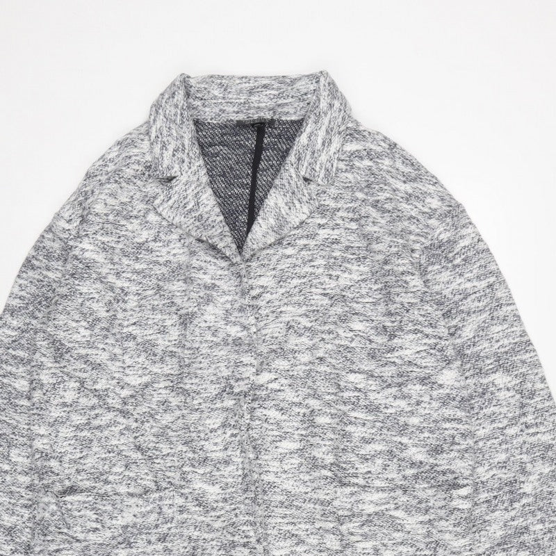 Topshop Women’s Grey Knit Coatigan UK 12 Long Open Collared Jacket