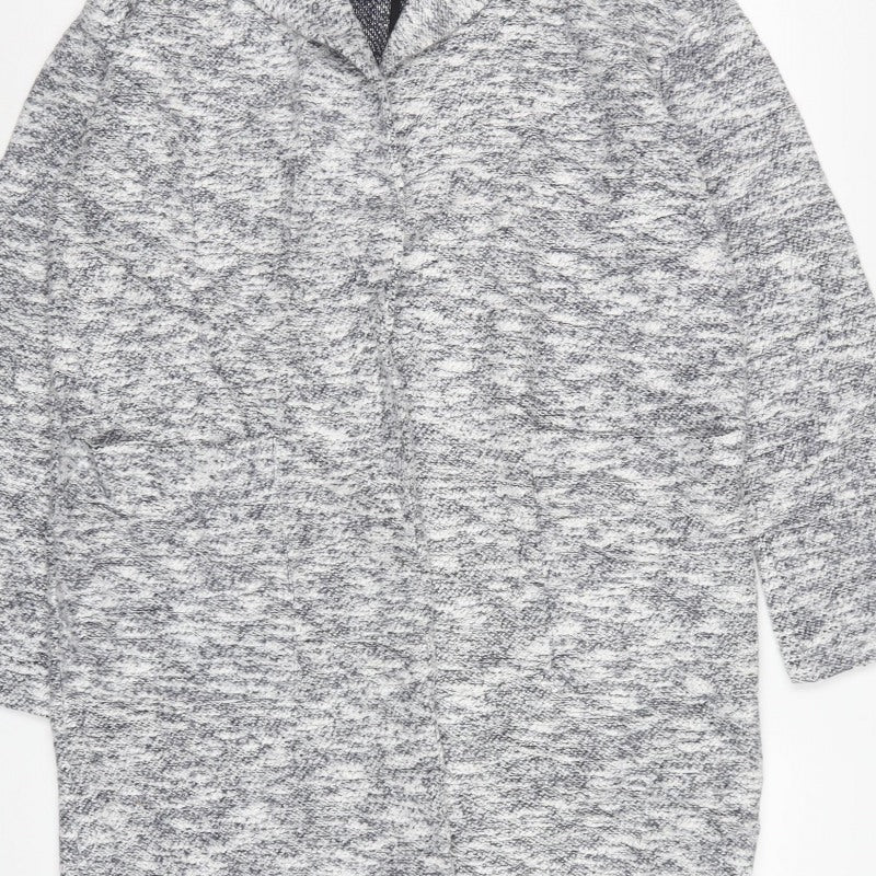 Topshop Women’s Grey Knit Coatigan UK 12 Long Open Collared Jacket