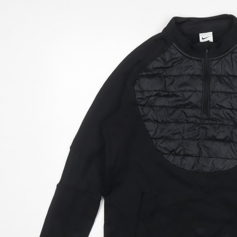 Nike Men’s Black L Therma-FIT 1/2 Zip Quilted Thermal Sweatshirt