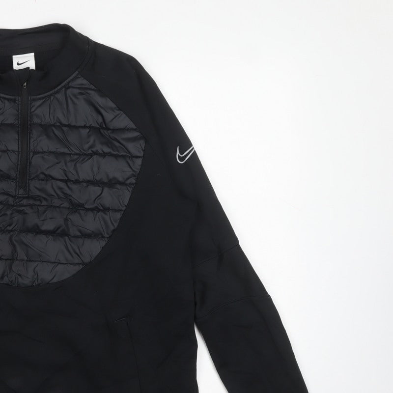 Nike Men’s Black L Therma-FIT 1/2 Zip Quilted Thermal Sweatshirt