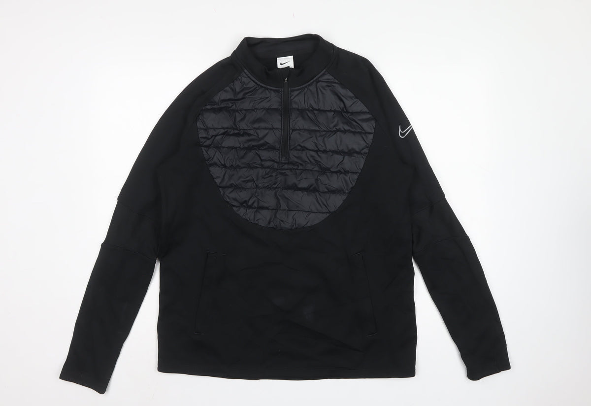 Nike Men’s Black L Therma-FIT 1/2 Zip Quilted Thermal Sweatshirt