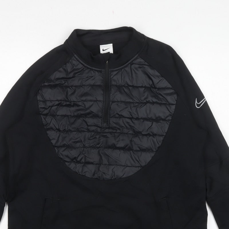 Nike Men’s Black L Therma-FIT 1/2 Zip Quilted Thermal Sweatshirt