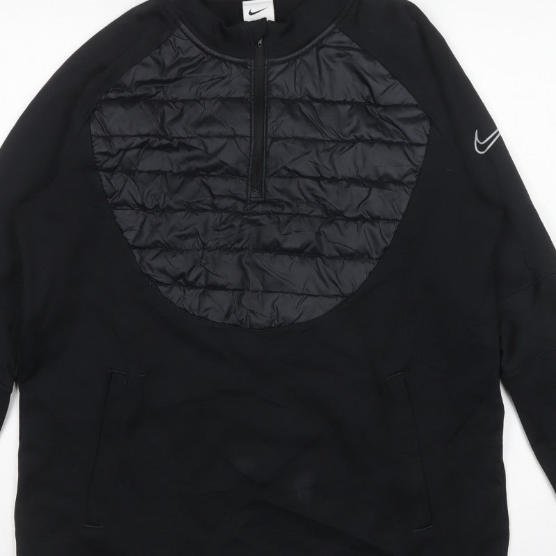 Nike Men’s Black L Therma-FIT 1/2 Zip Quilted Thermal Sweatshirt
