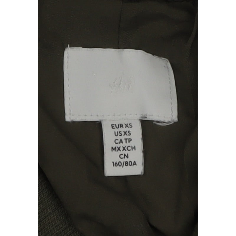 H&M Women Khaki Green UK 6 XS Cropped Bomber Jacket Full Zip