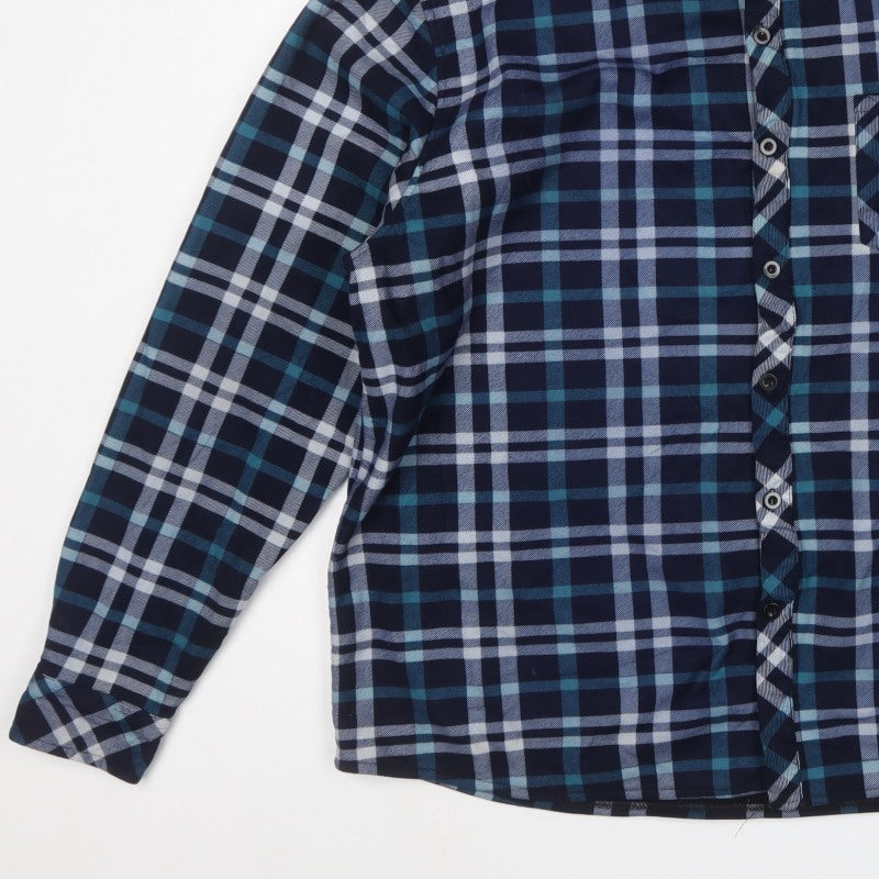 Charles Norton Men’s Blue Plaid Long Sleeve Button-Up Shirt 2XL
