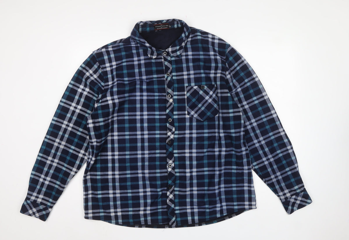 Charles Norton Men’s Blue Plaid Long Sleeve Button-Up Shirt 2XL