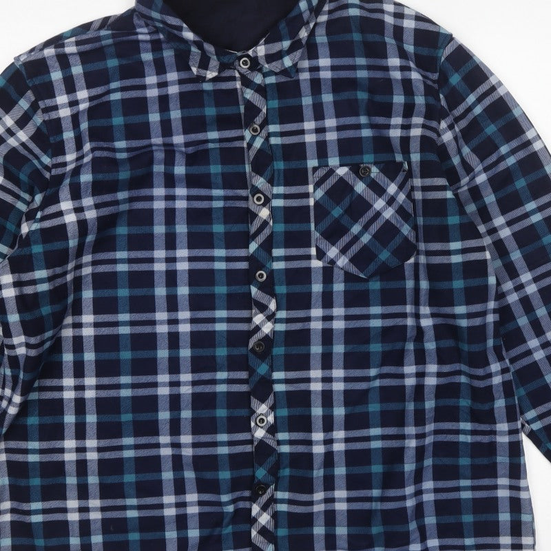 Charles Norton Men’s Blue Plaid Long Sleeve Button-Up Shirt 2XL