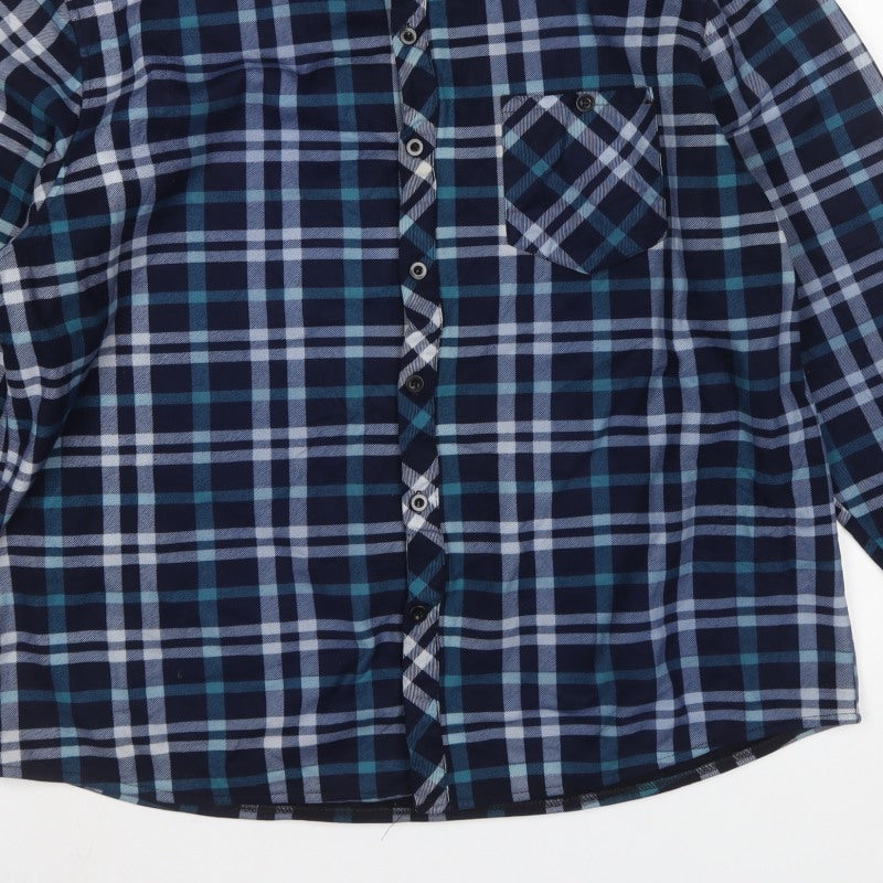Charles Norton Men’s Blue Plaid Long Sleeve Button-Up Shirt 2XL