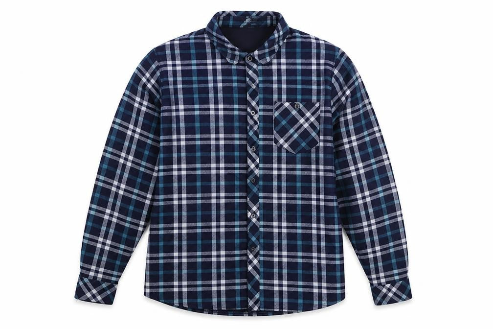 Charles Norton Men’s Blue Plaid Long Sleeve Button-Up Shirt 2XL