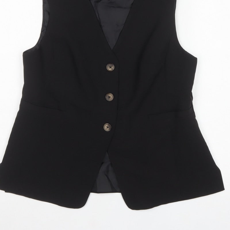 New Look Women Black UK 12 Tailored Lined Three Button Suit Waistcoat