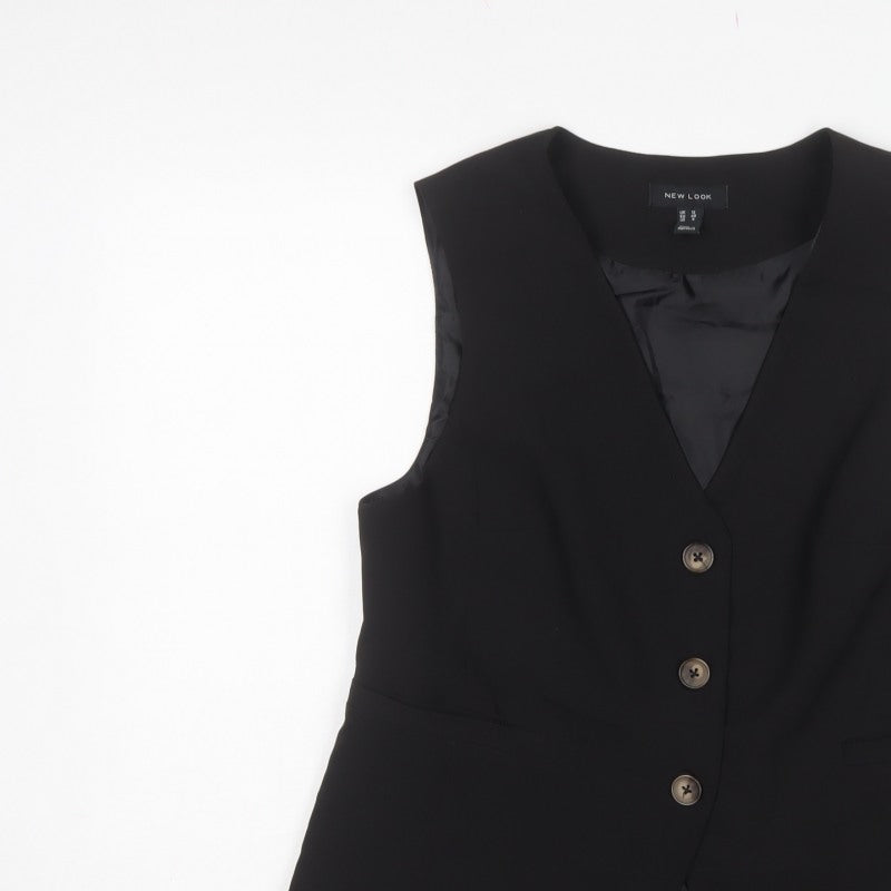 New Look Women Black UK 12 Tailored Lined Three Button Suit Waistcoat