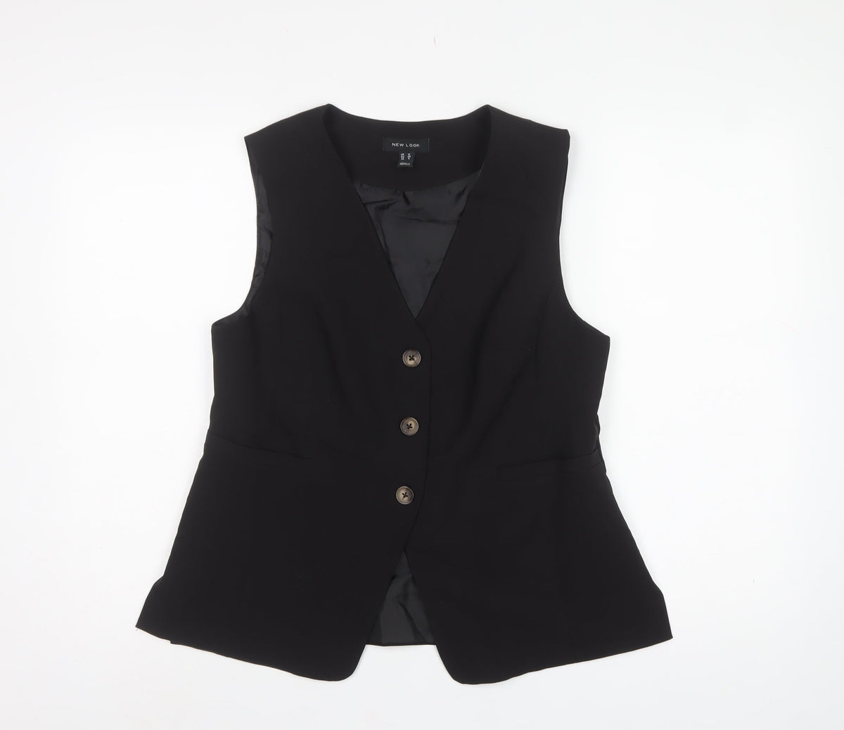 New Look Women Black UK 12 Tailored Lined Three Button Suit Waistcoat