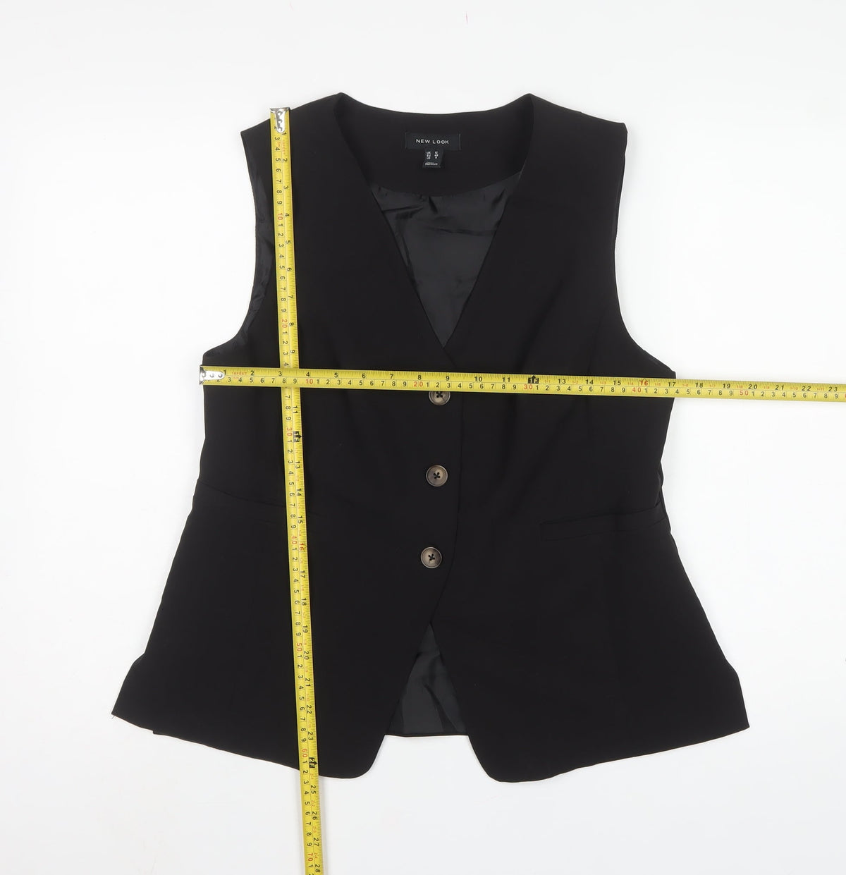 New Look Women Black UK 12 Tailored Lined Three Button Suit Waistcoat