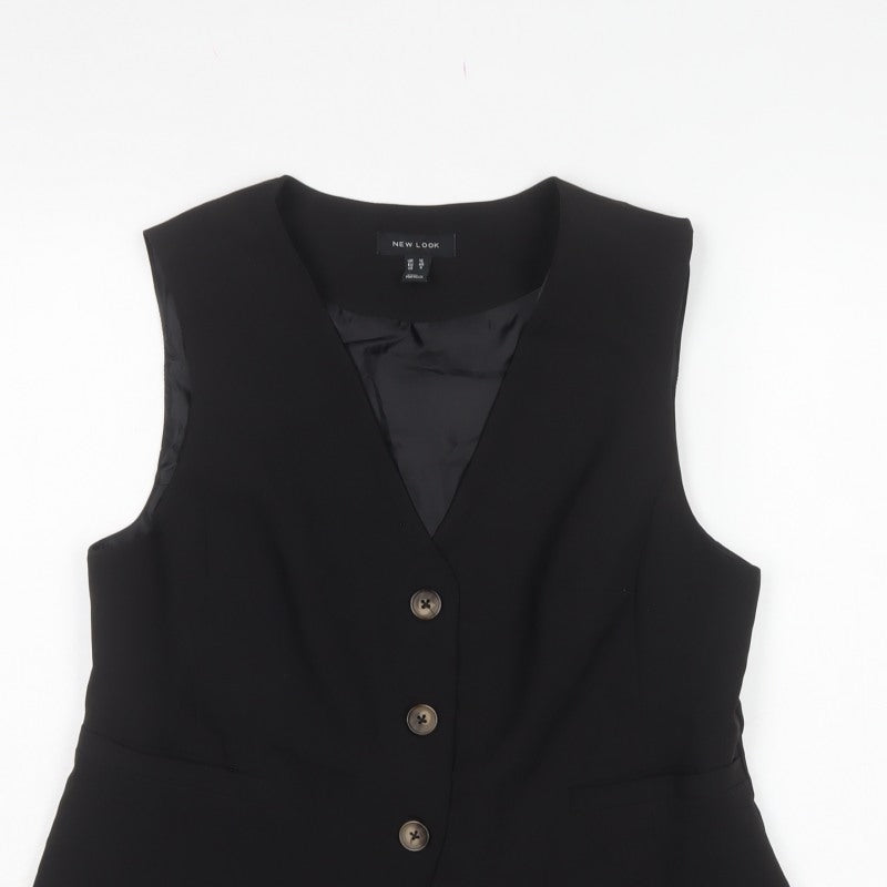 New Look Women Black UK 12 Tailored Lined Three Button Suit Waistcoat