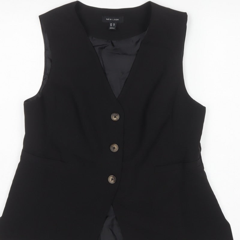 New Look Women Black UK 12 Tailored Lined Three Button Suit Waistcoat