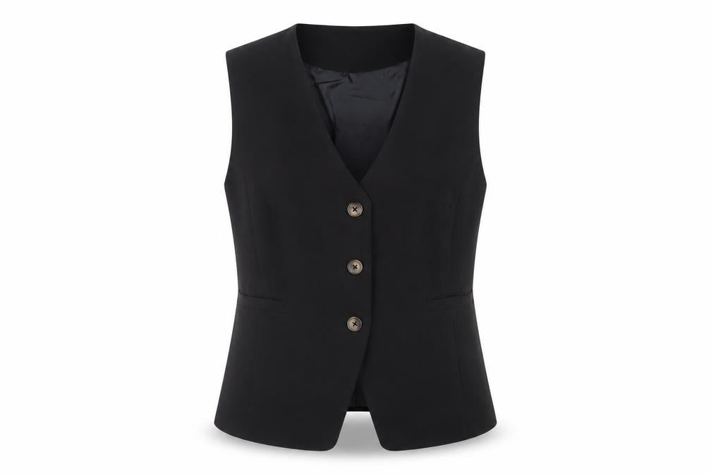 New Look Women Black UK 12 Tailored Lined Three Button Suit Waistcoat