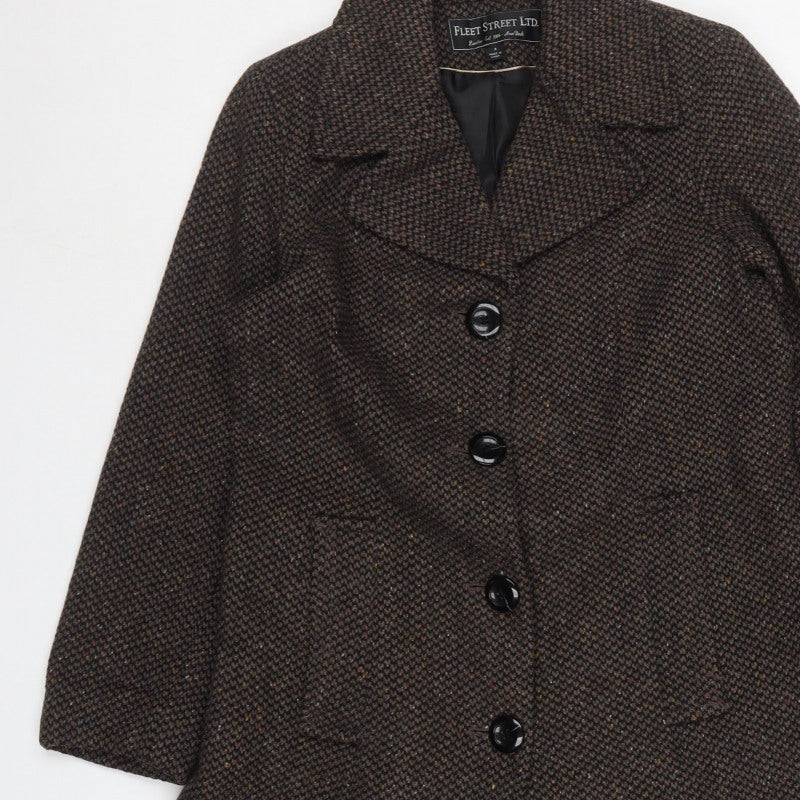 Fleet Street Ltd Women's Brown Wool Blend Long Overcoat Size S
