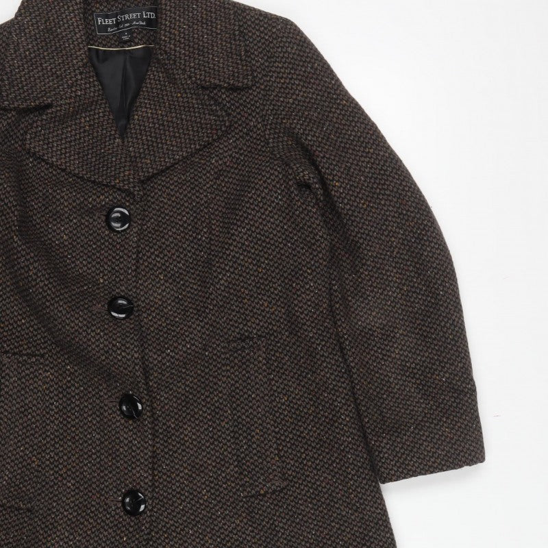 Fleet Street Ltd Women's Brown Wool Blend Long Overcoat Size S