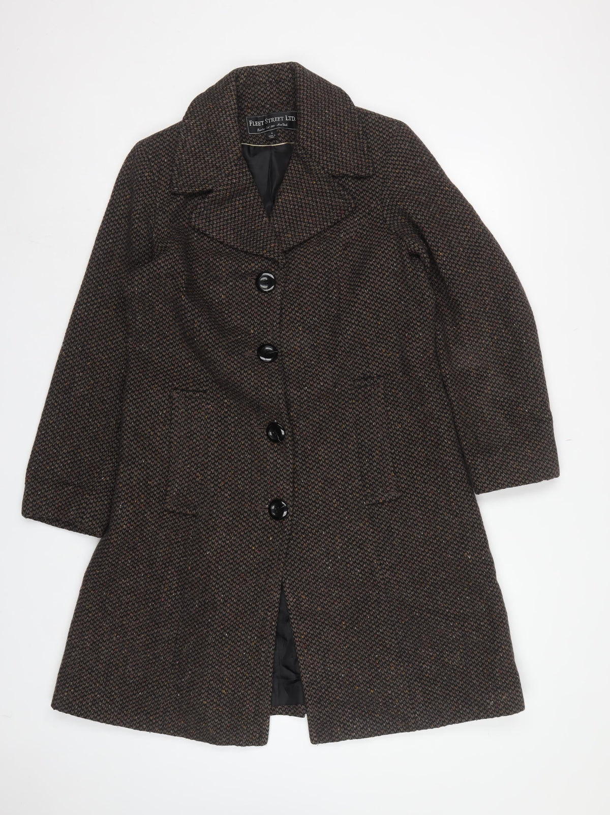 Fleet Street Ltd Women's Brown Wool Blend Long Overcoat Size S