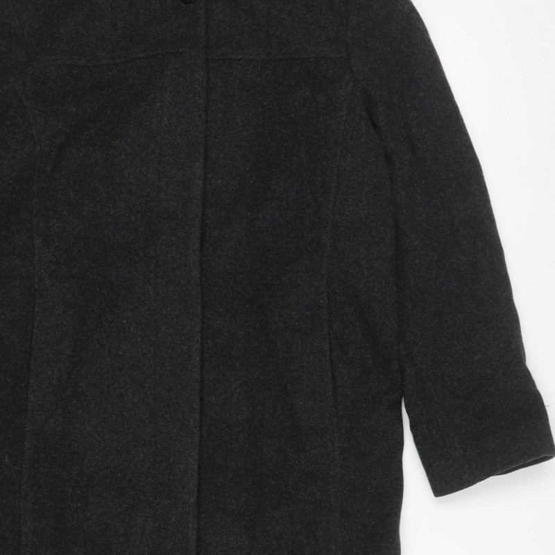 Jason Kole Women’s Black UK 10 Long Hooded Wool Overcoat