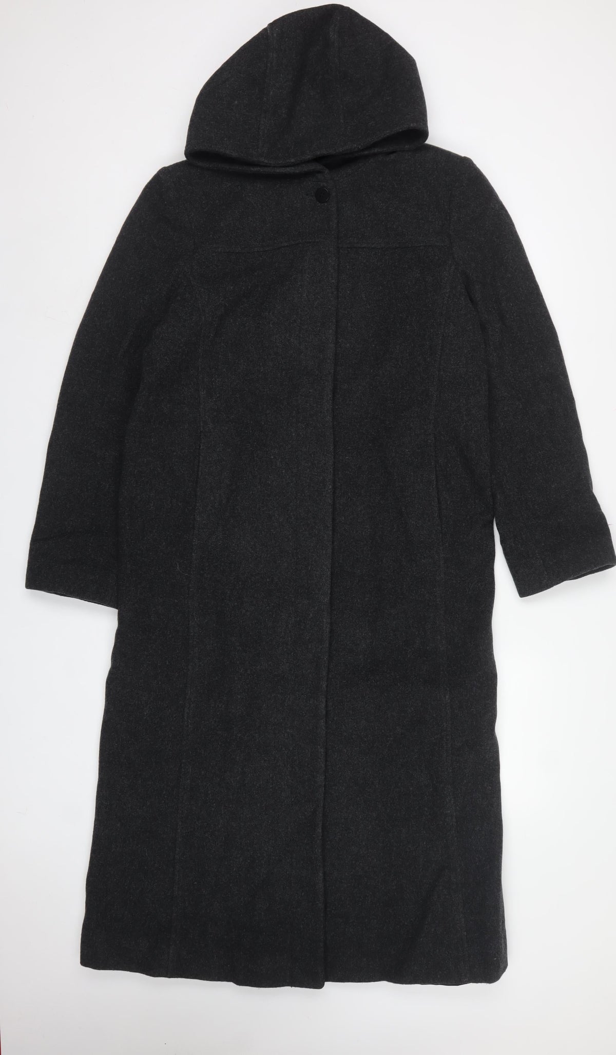 Jason Kole Women’s Black UK 10 Long Hooded Wool Overcoat