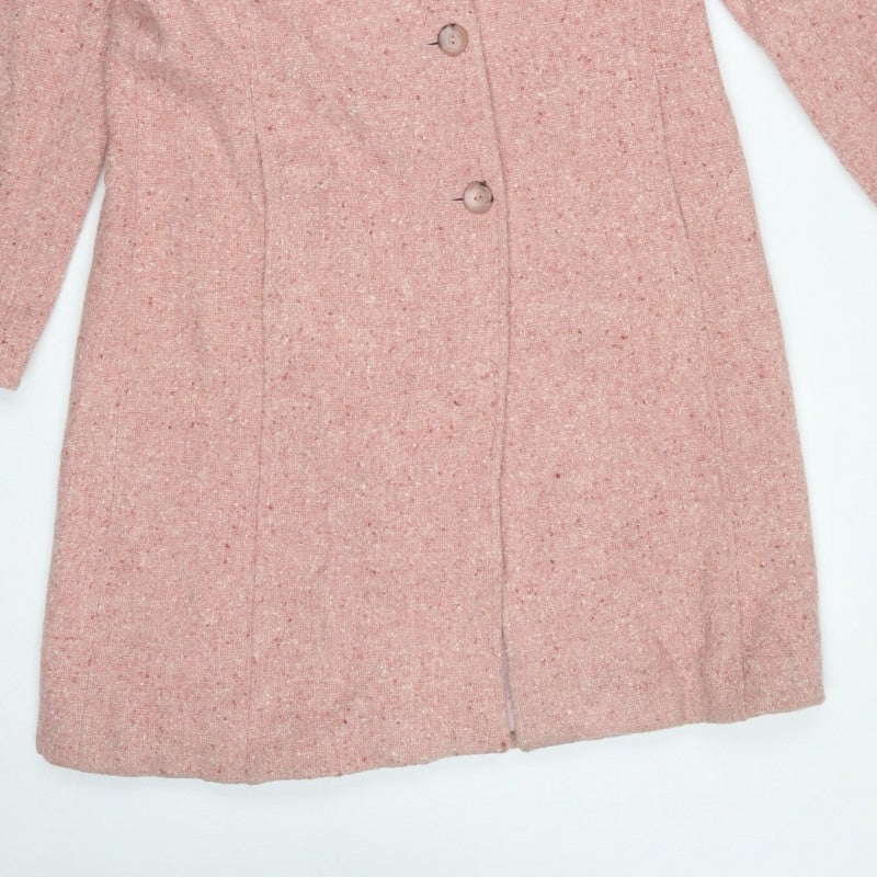 Marvin Richards Women’s Pink Wool Tweed Long Overcoat UK 8