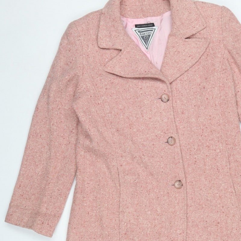 Marvin Richards Women’s Pink Wool Tweed Long Overcoat UK 8