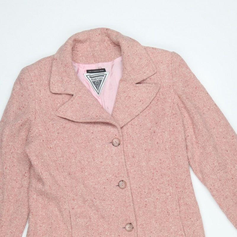 Marvin Richards Women’s Pink Wool Tweed Long Overcoat UK 8