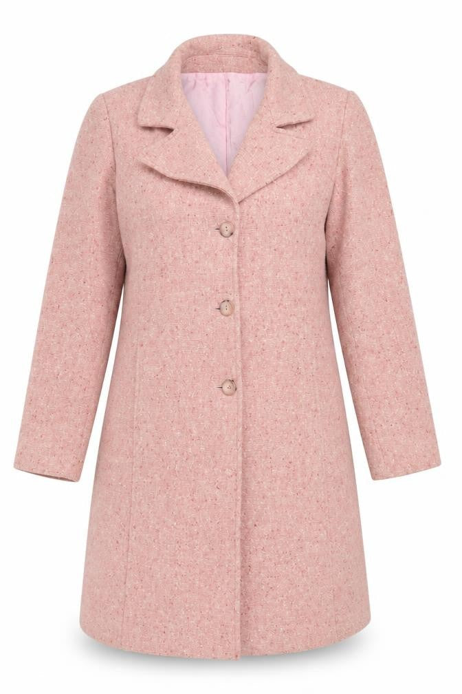 Marvin Richards Women’s Pink Wool Tweed Long Overcoat UK 8