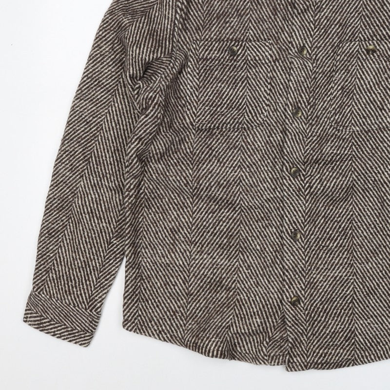 ASOS Unisex Brown M Herringbone Wool Blend Button Jacket