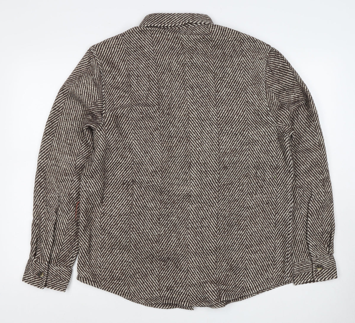 ASOS Unisex Brown M Herringbone Wool Blend Button Jacket