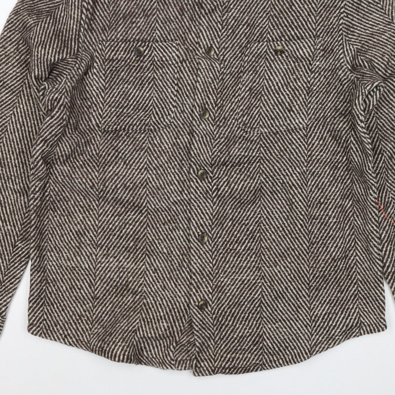 ASOS Unisex Brown M Herringbone Wool Blend Button Jacket
