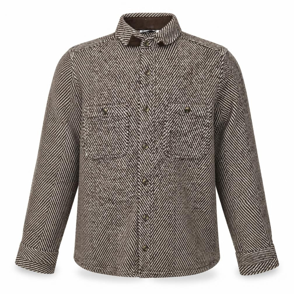 ASOS Unisex Brown M Herringbone Wool Blend Button Jacket