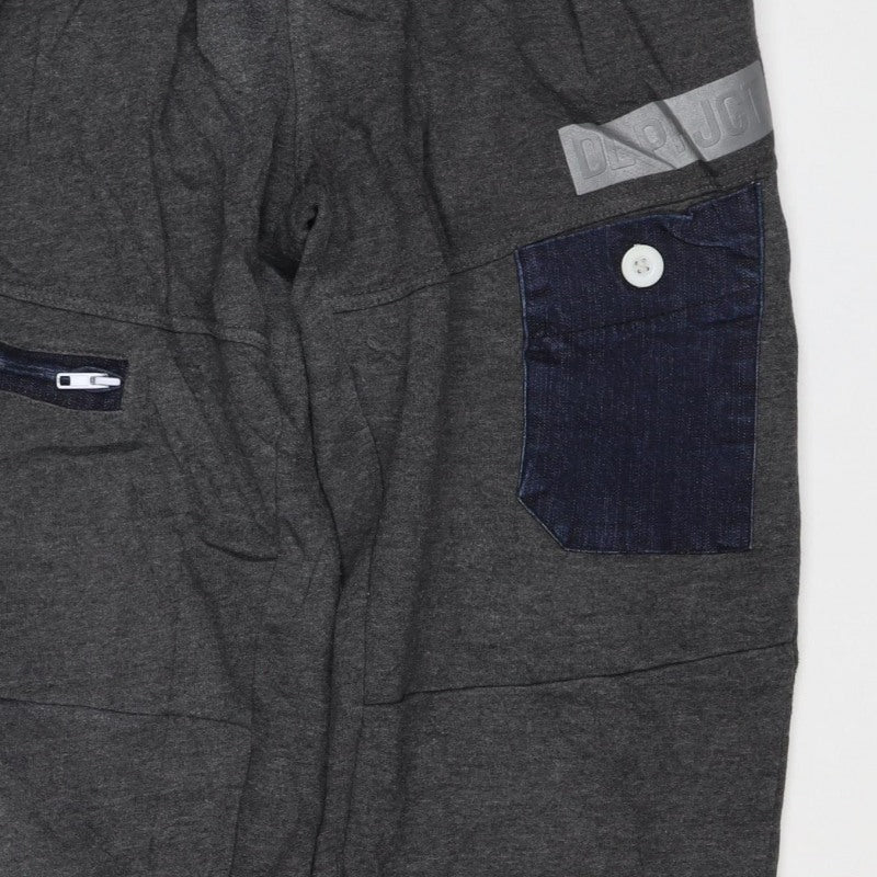 Daniel Lei Mens Grey Jogger Trousers M Drawstring Cargo Pockets
