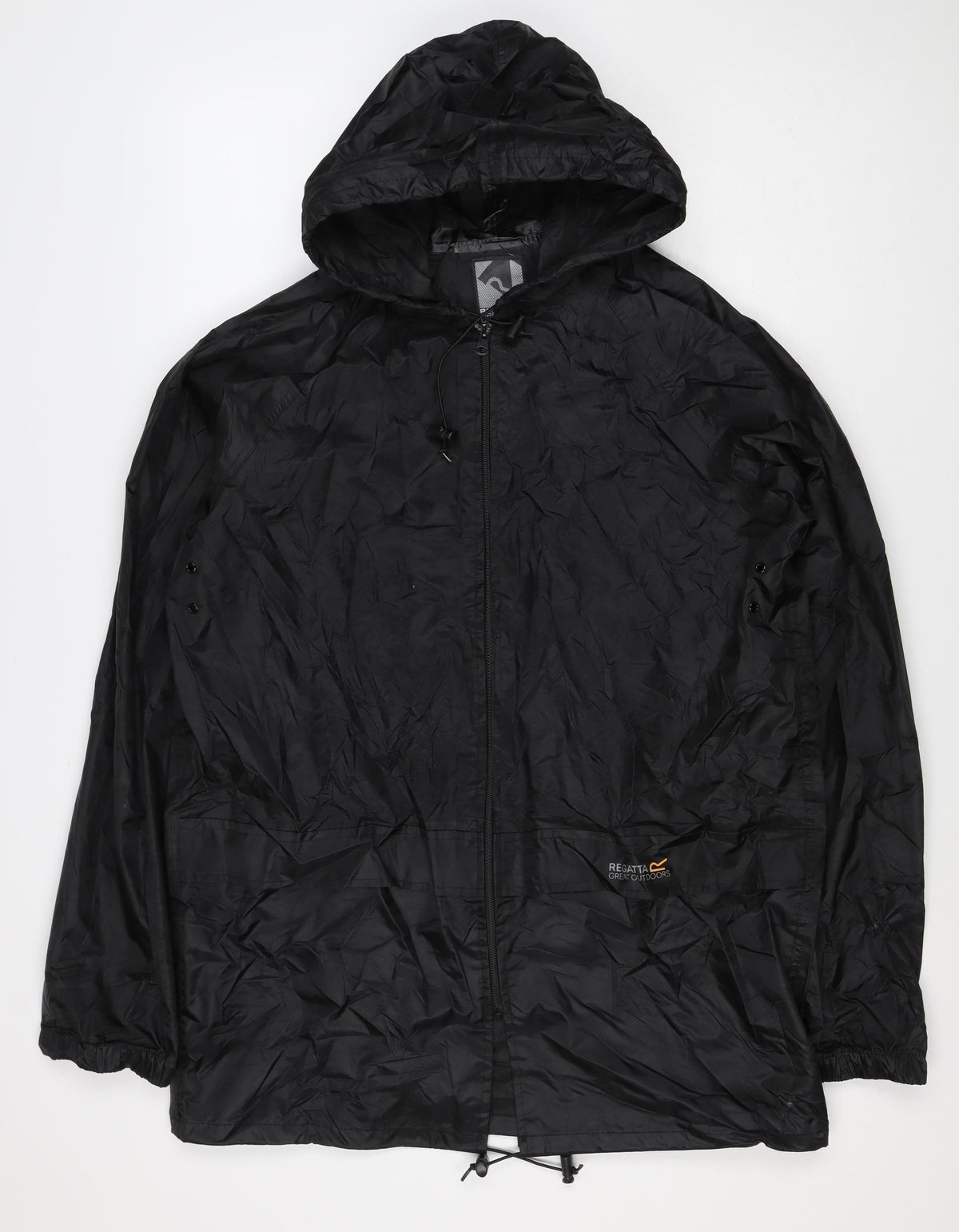 Regatta Men’s Black L Hooded Waterproof Rain Jacket Outdoor