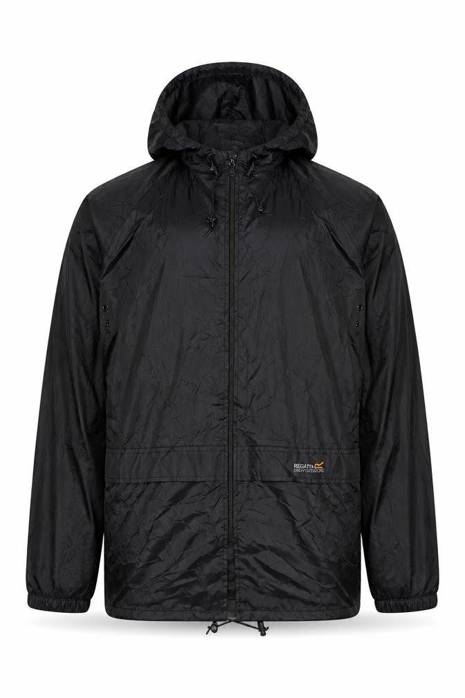 Regatta Men’s Black L Hooded Waterproof Rain Jacket Outdoor